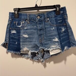 Distressed Women’s Denim Shorts - Blue